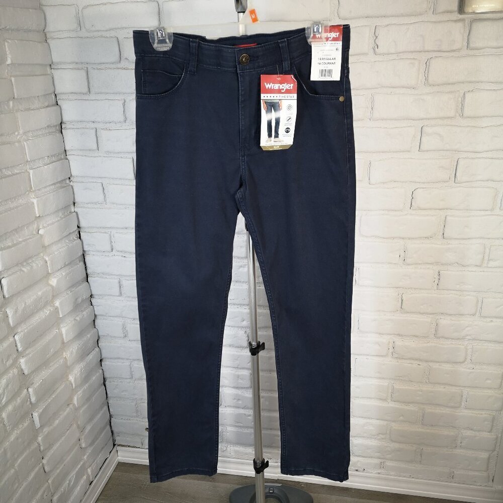 NWT Wrangler Slim Fit Navy Boy's Size 14R Moisture Wicking Khakis Pants